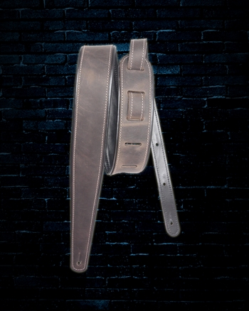 LM 2.5" Rustic Leather Premier Guitar Strap - Kona Grey