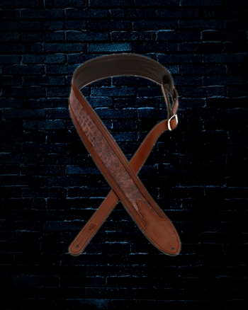LM 2.5" Gallery Series Luxe Crocodile Guitar Strap - Brown