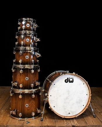 DW Collector's Exotic 6-Piece Drum Set - Santos Rosewood w/Quick Black Burst