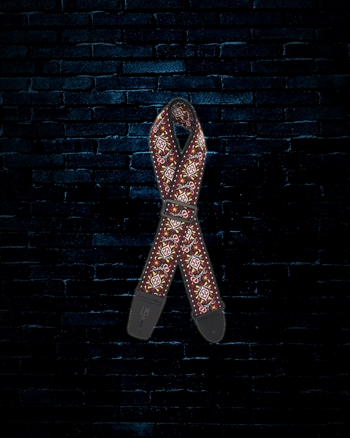 LM FF-15 - 2" Retro Jacquard Guitar Strap - Red