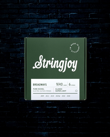 Stringjoy Broadways Pure Nickel Electric Strings - Classic Super Light (9-40)