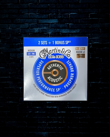 Martin MA550 Authentic Acoustic SP 92/8 Phosphor Bronze Strings (3 Pack) - Medium (13-56)