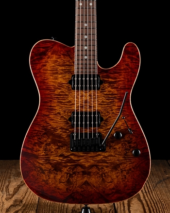 Suhr Modern T Custom Waterfall Burl Maple/Black Limba - Copperhead Burst