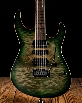 Suhr Modern Custom Waterfall Burl Maple/Black Limba - Faded Trans Green Burst