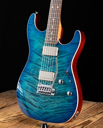 Suhr Standard Custom Quilt Maple/Genuine Mahogany - Aqua Blue Burst