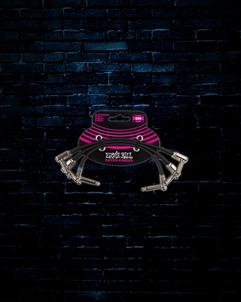 Ernie Ball 6" Flat Ribbon Pedalboard Patch Cables (3-Pack) - Black