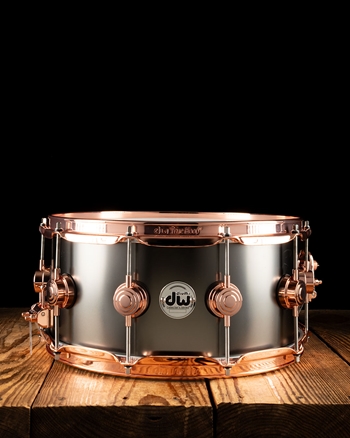 Drum Workshop 6.5"x14" Ltd Edition Collector's Series Satin Black Over Brass Snare Drum w/Copper Hardware