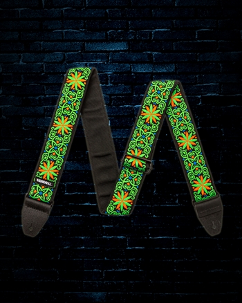Dunlop Jimi Hendrix Blacklight Fillmore Guitar Strap - Green