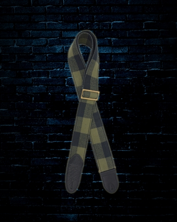 LM 2" Cabin Fever Flannel Guitar Strap - Cascades Olive