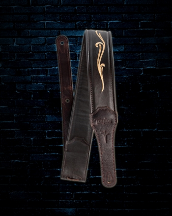 Taylor 2.5" Spring Vine Leather Guitar Strap - Chocolate Brown