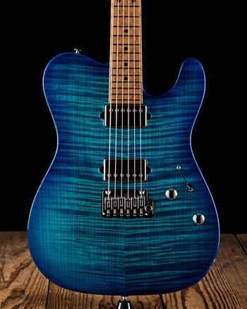 Suhr Modern T Custom Flame Maple/Swamp Ash - Aqua Blue Burst