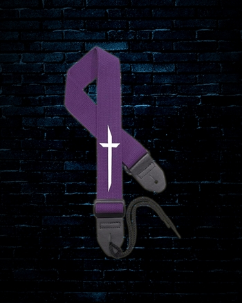 Legacy 2" Cotton Christian Advent White Cross Guitar Strap - Purple