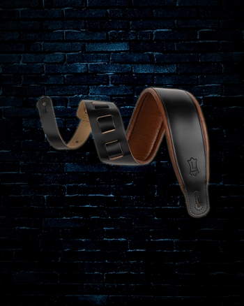 Levys 3" Amped Leather Guitar Strap - Black/Tan