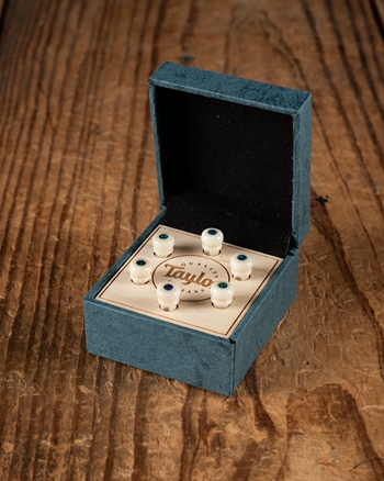 Taylor Custom Bone Bridge Pins - White with Green Australian Opal