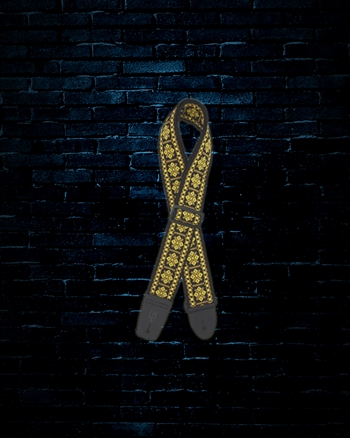 LM FF-15 - 2" Retro Jacquard Guitar Strap - Yellow