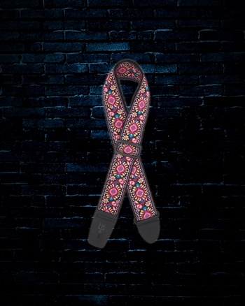 LM FF-15 - 2" Retro Jacquard Guitar Strap - Electric Pink