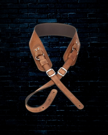 LM BB-9 - 2.5" Leather Guitar Strap - Brown