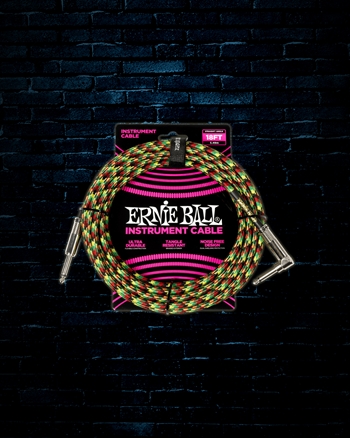 Ernie Ball 18' Straight to Angle Braided Instrument Cable - Good Vibrations