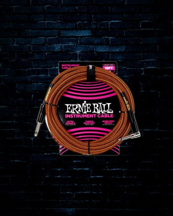 Ernie Ball 18' Straight to Angle Braided Instrument Cable - Pumpkin Pie