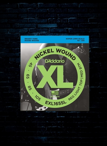 D'Addario EXL165SL XL Nickel Wound Bass Strings - Super Long Scale Custom Light (45-105)
