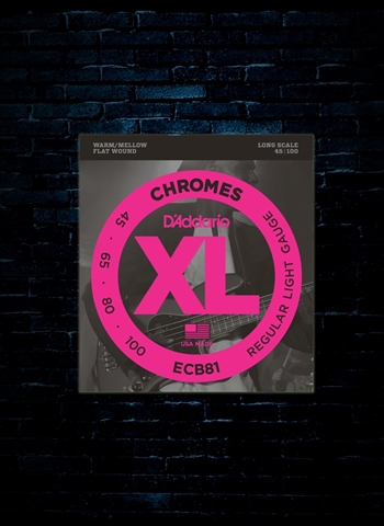 D'Addario ECB81 XL Chromes Flat Wound Bass Strings - Light (45-100)