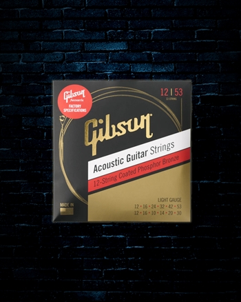 Gibson Coated Phosphor Bronze Acoustic Guitar Strings -12-String Light (12-53)